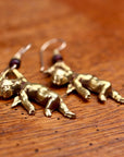 Vintage Laurel Burch Cherub Gold-Plate Earrings