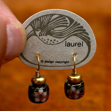 Vintage Laurel Burch Chinese Bead Gold-Vermeil Earrings