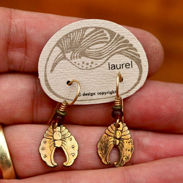 Vintage Laurel Burch Chrysalis Gold-Plate Earrings