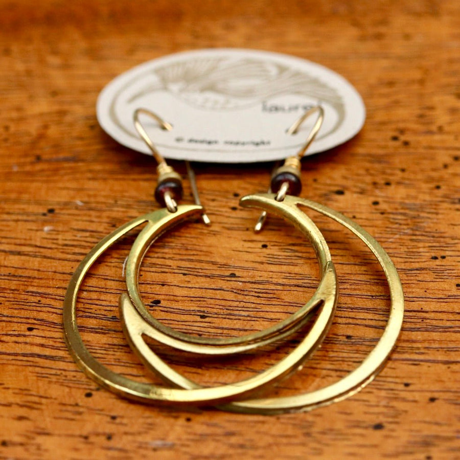 Vintage Laurel Burch Crescent Moon Gold-Plate Earrings