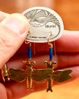 Vintage Laurel Burch Dragonfly Gold-Plate Earrings