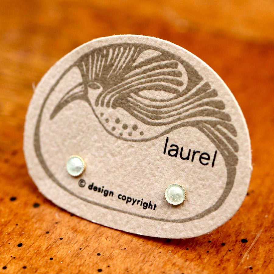 Vintage Laurel Burch Eggshell Enamel Gold-Vermeil Studs