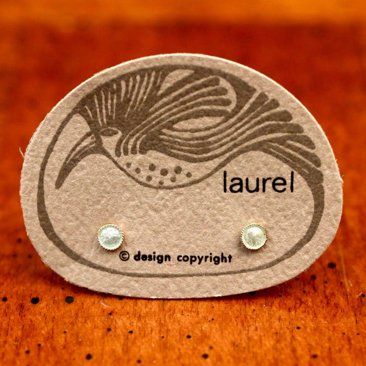 Vintage Laurel Burch Eggshell Enamel Gold-Vermeil Studs