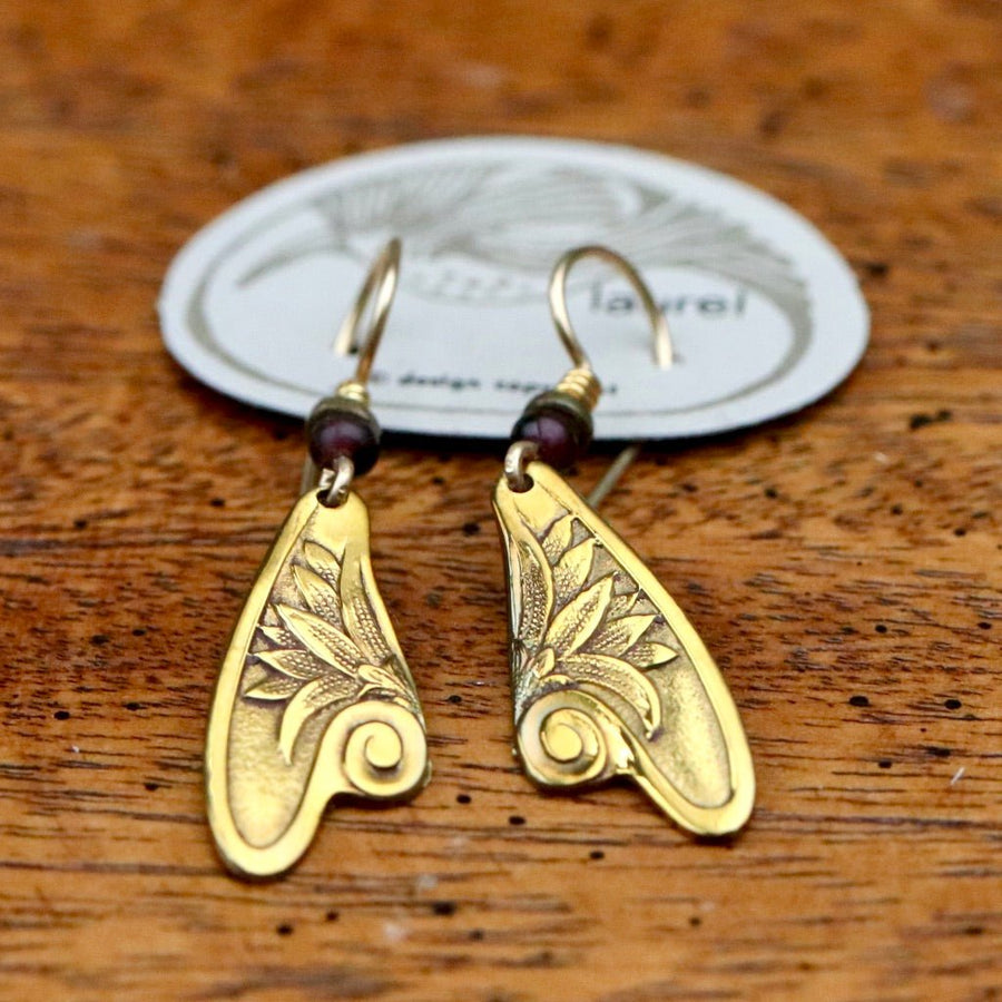 Vintage Laurel Burch Fairy Wing Gold-Plate Earrings