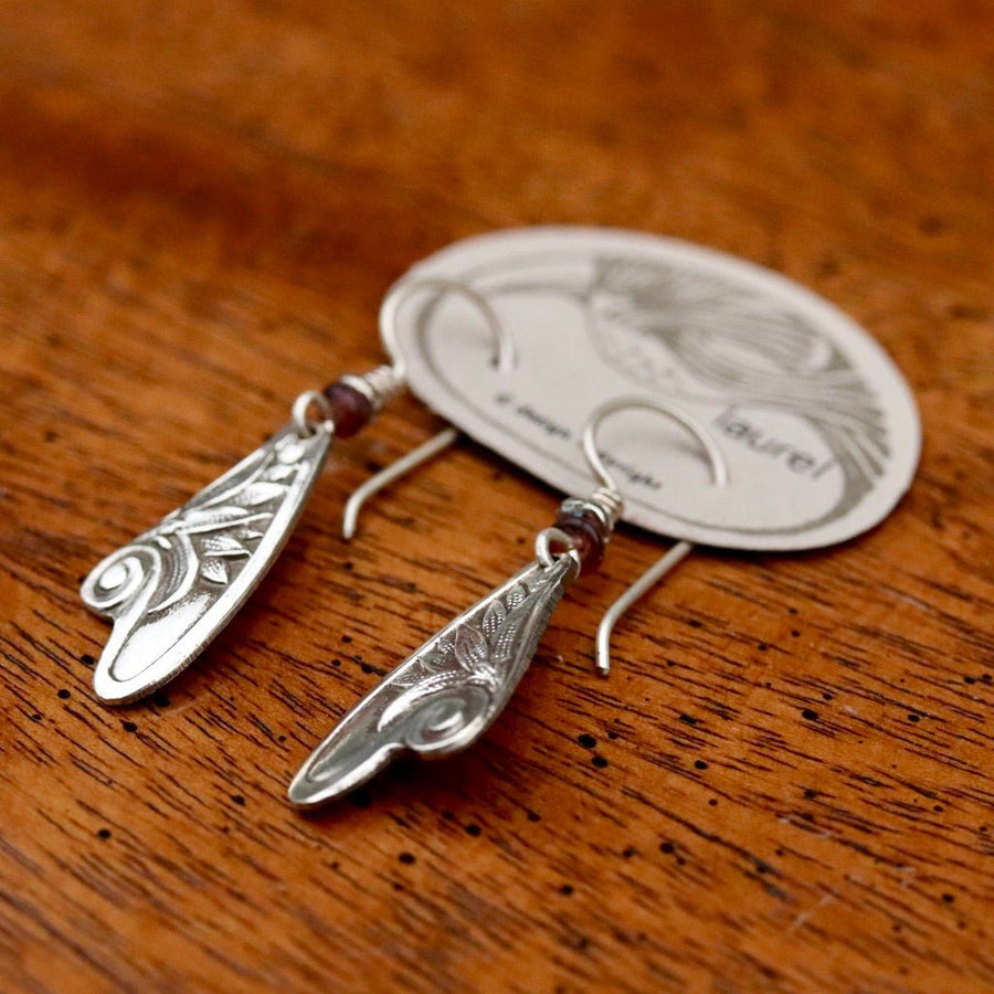 Vintage Laurel Burch Fairy Wing Silver-Plate Earrings