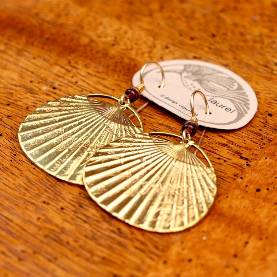 Vintage Laurel Burch Fan Gold-Plate Earrings