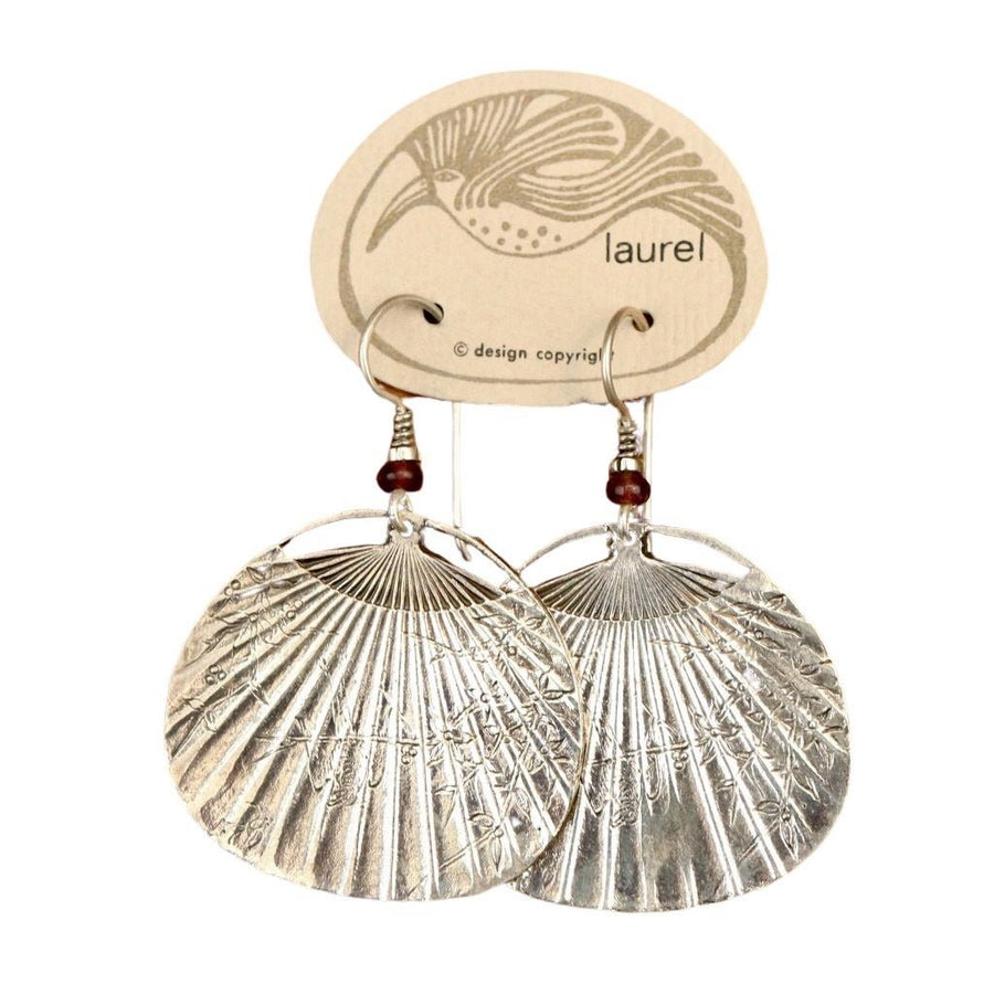 Vintage Laurel Burch Fan Silver-Plate Earrings