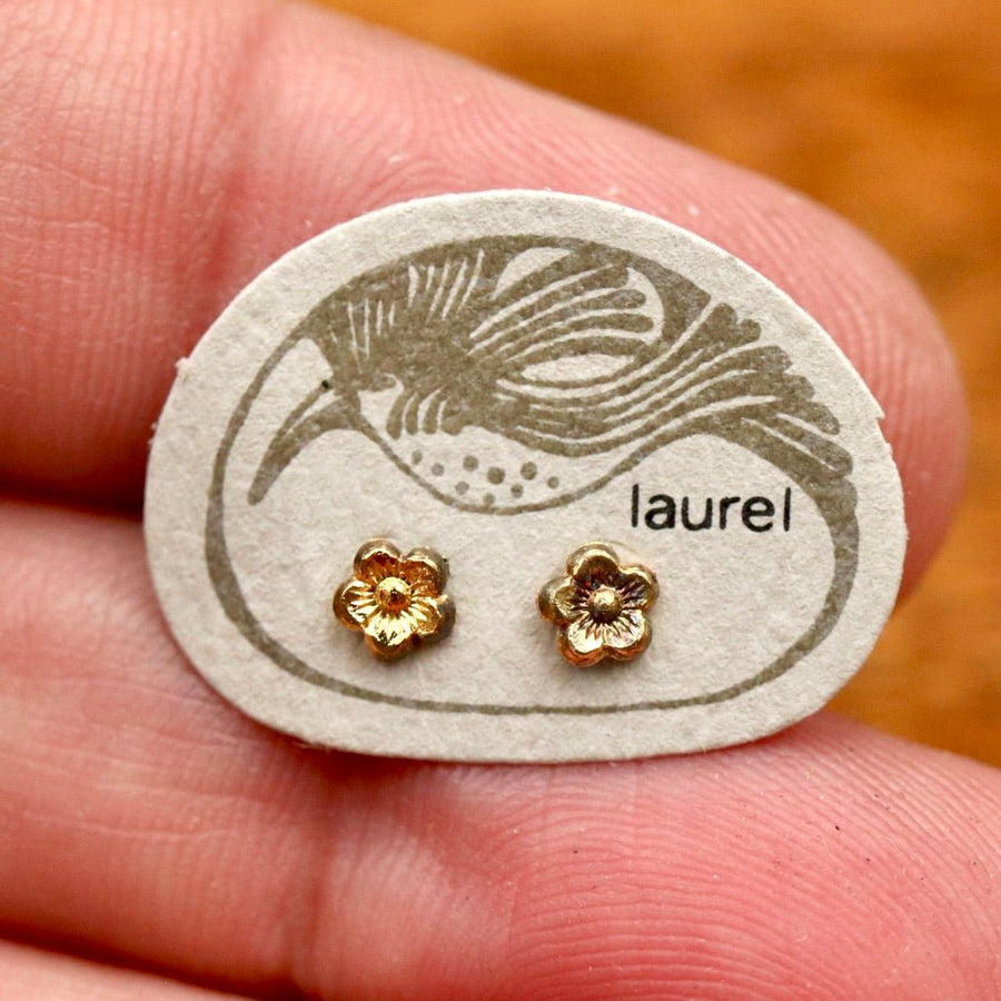 Vintage Laurel Burch Flower Gold-Plate Studs