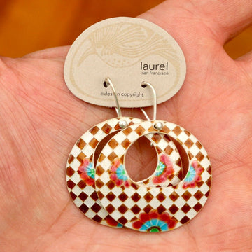 Vintage Laurel Burch Flower Power Silver Earrings