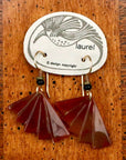 Vintage Laurel Burch Folding Fan Gold-Plate Earrings