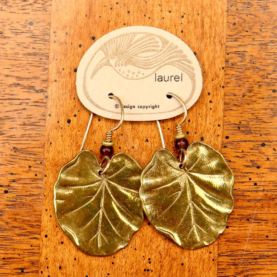 Vintage Laurel Burch Gold-Plate Lily Pad Earrings
