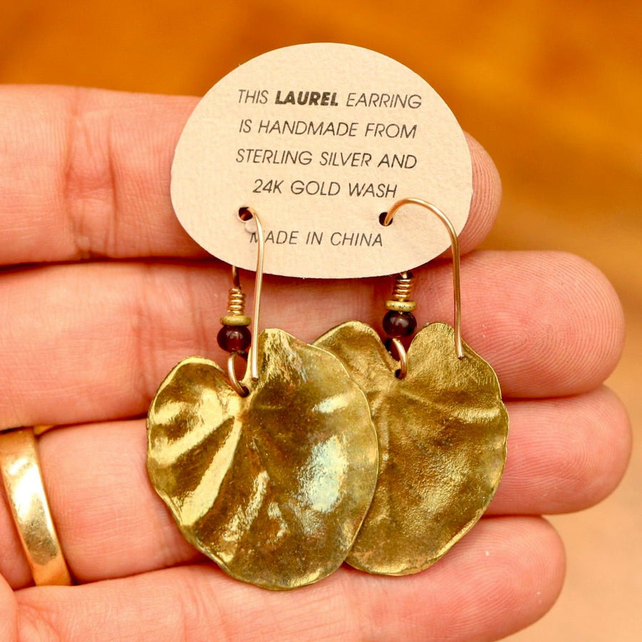 Vintage Laurel Burch Gold-Plate Lily Pad Earrings