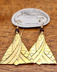 Vintage Laurel Burch Golden Triangle Gold-Plate Earrings