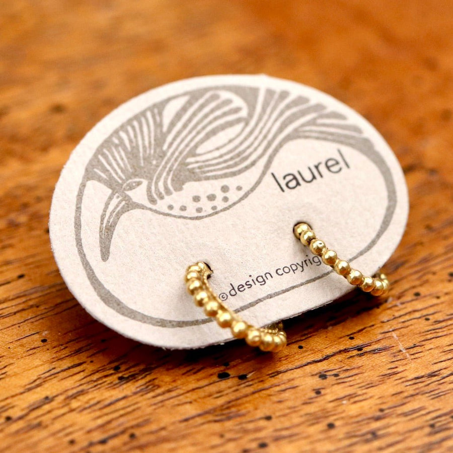 Vintage Laurel Burch Granulated Hoop Gold-Plate Earrings