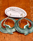 Vintage Laurel Burch Green Arched Crane Gold-Vermeil Earrings
