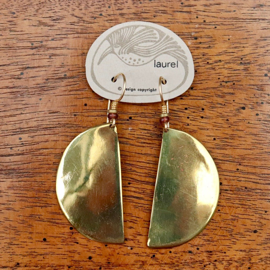 Vintage Laurel Burch Half-Circle Gold-Plate Earrings