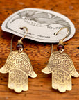 Vintage Laurel Burch Hamsa Hand Gold-Plate Dangles