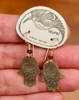 Vintage Laurel Burch Hamsa Hand Gold-Plate Dangles