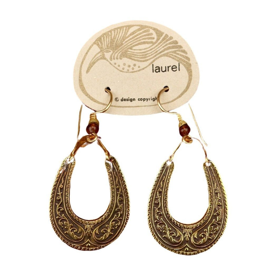 Vintage Laurel Burch Horseshoe Silver-Plate Earrings
