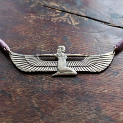 Vintage Laurel Burch Isis Egyptian Revival Necklace on a Cord
