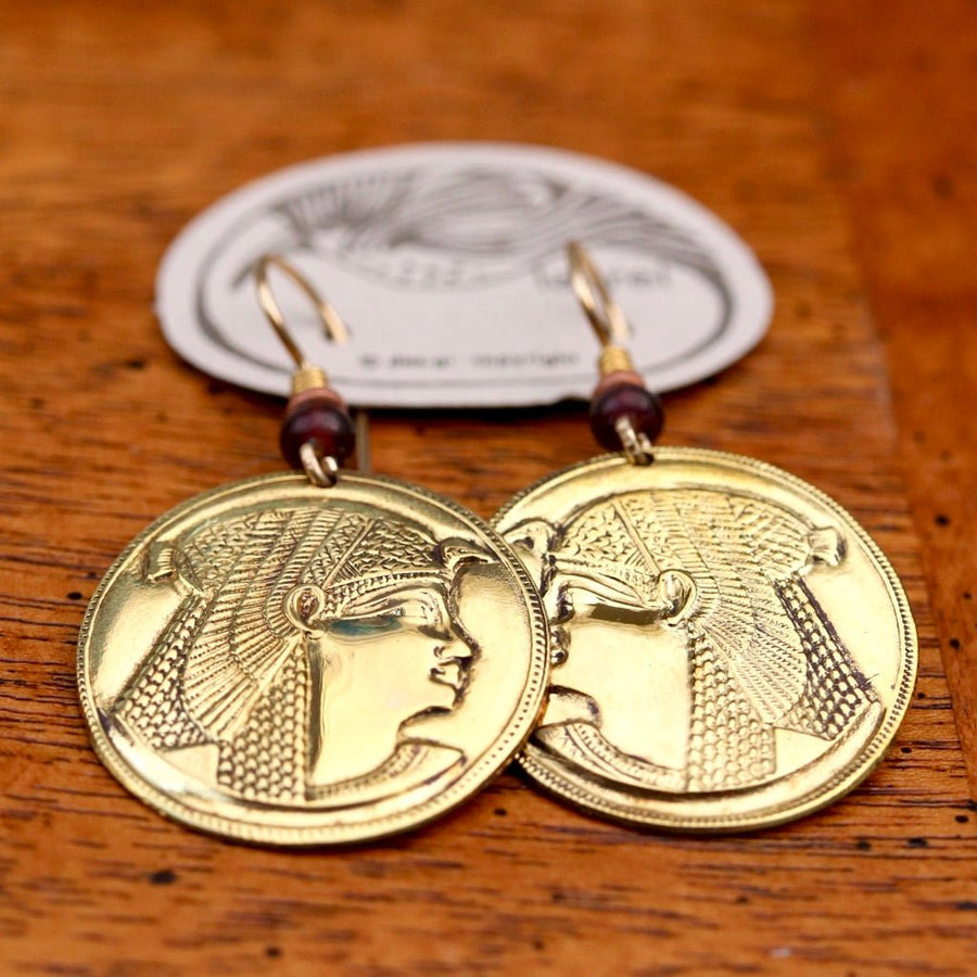Vintage Laurel Burch Isis Rounds Gold-Plate Earrings