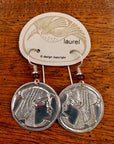Vintage Laurel Burch Isis Rounds Silver-Plate Earrings