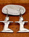 Vintage Laurel Burch Kneeling Isis Silver-Plate Earrings