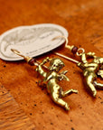 Vintage Laurel Burch Large Cherub Gold-Plate Earrings