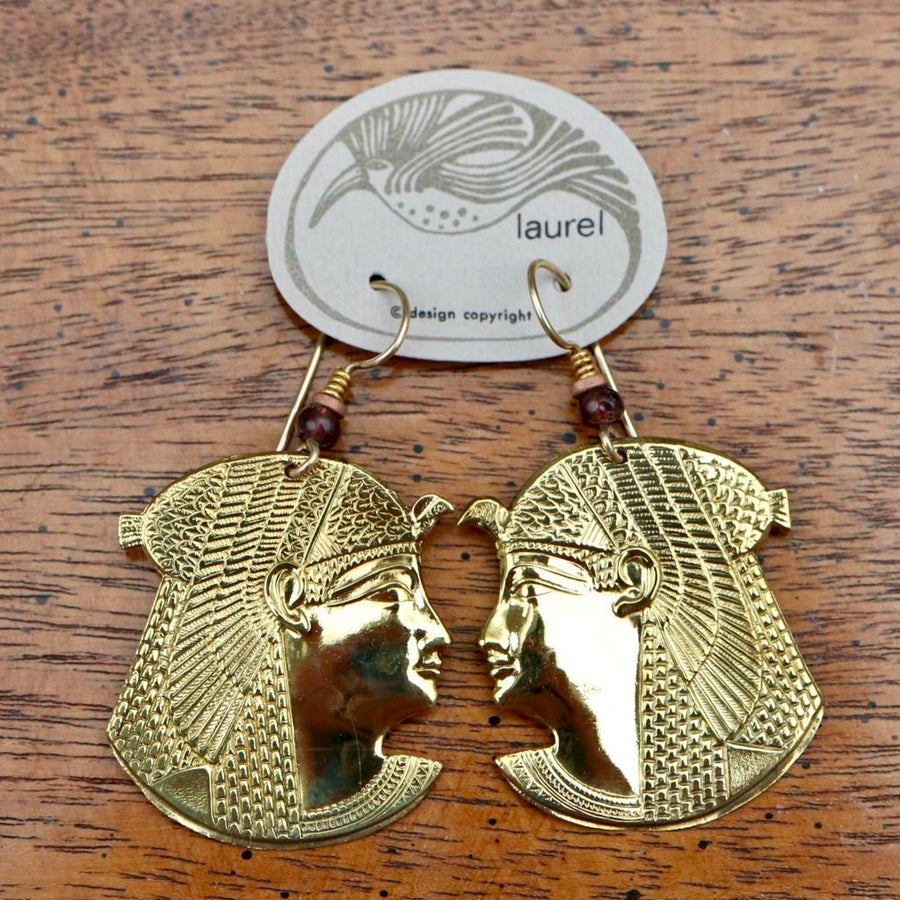 Vintage Laurel Burch Large Isis Gold-Plated Earrings