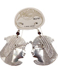 Vintage Laurel Burch Large Isis Silver-Plate Earrings