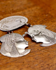 Vintage Laurel Burch Large Isis Silver-Plate Earrings