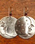 Vintage Laurel Burch Large Moonface Silver-Plate Earrings