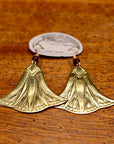 Vintage Laurel Burch Large Papyrus Gold-Plate Earrings