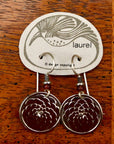 Vintage Laurel Burch Lotus Flower Silver-Plate Earrings