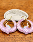 Vintage Laurel Burch Miniature Arched Crane Pink Vermeil Earrings