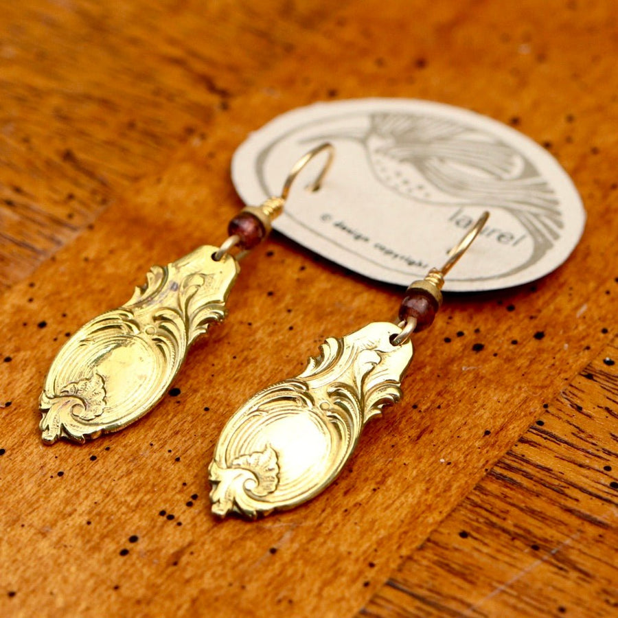 Vintage Laurel Burch Mirror Gold-Plate Earrings