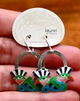 Vintage Laurel Burch Mohawk Bird Black and Turquoise Silver Earrings