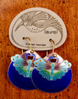 Vintage Laurel Burch Moth Royal Blue Gold-Vermeil Earrings
