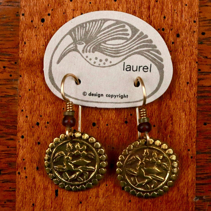 Vintage Laurel Burch Parrot Gold-Plate Earrings