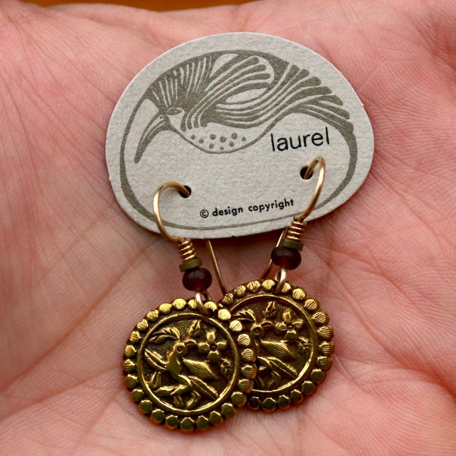 Vintage Laurel Burch Parrot Gold-Plate Earrings