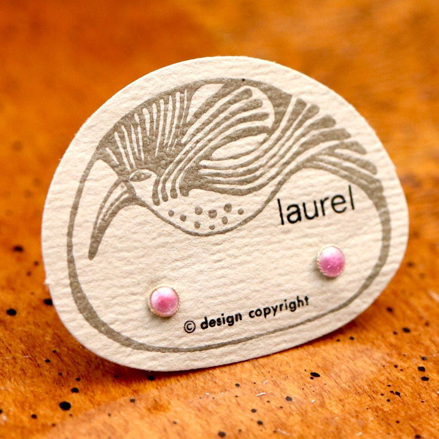 Vintage Laurel Burch Pink Enamel Gold-Vermeil Studs