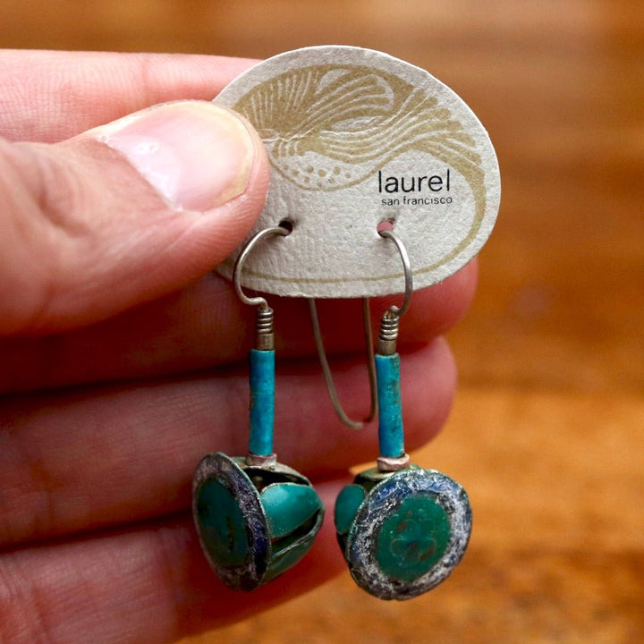 Vintage Laurel Burch "Pod" Silver-Plate Earrings