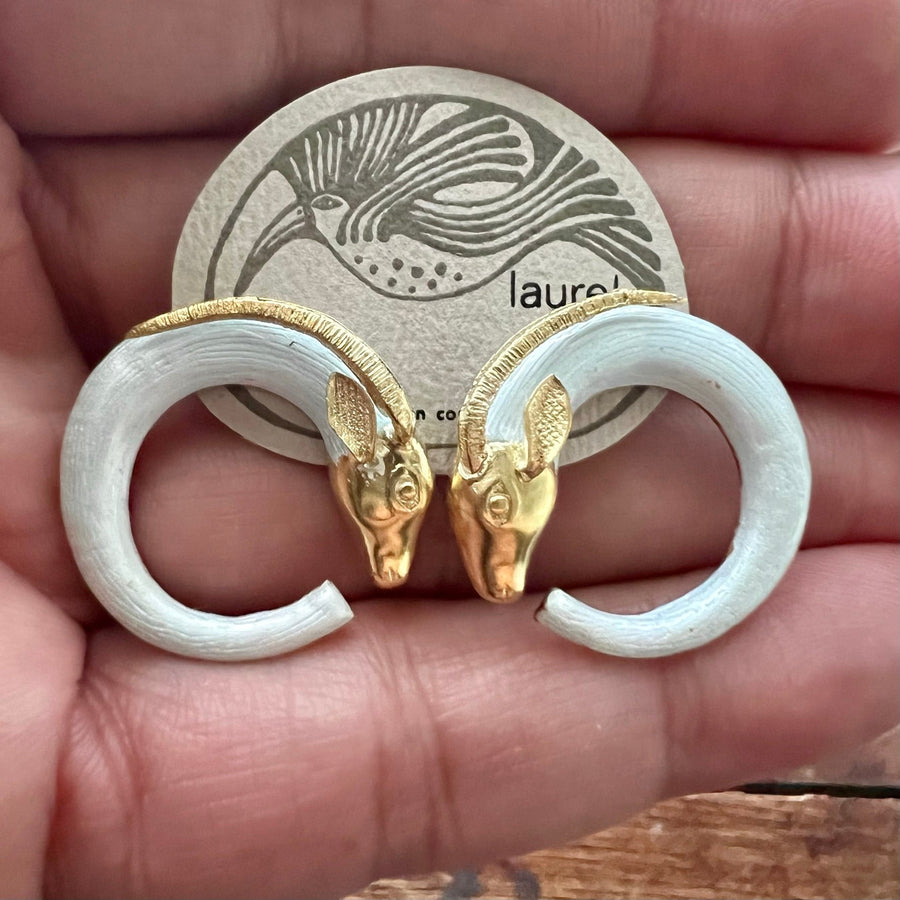 Vintage Laurel Burch Powder Blue Homeric Antelope Earrings