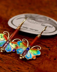 Vintage Laurel Burch Red Butterfly Gold-Vermeil Earrings