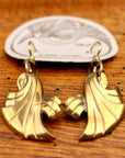 Vintage Laurel Burch Ribbon Gold-Plate Earrings