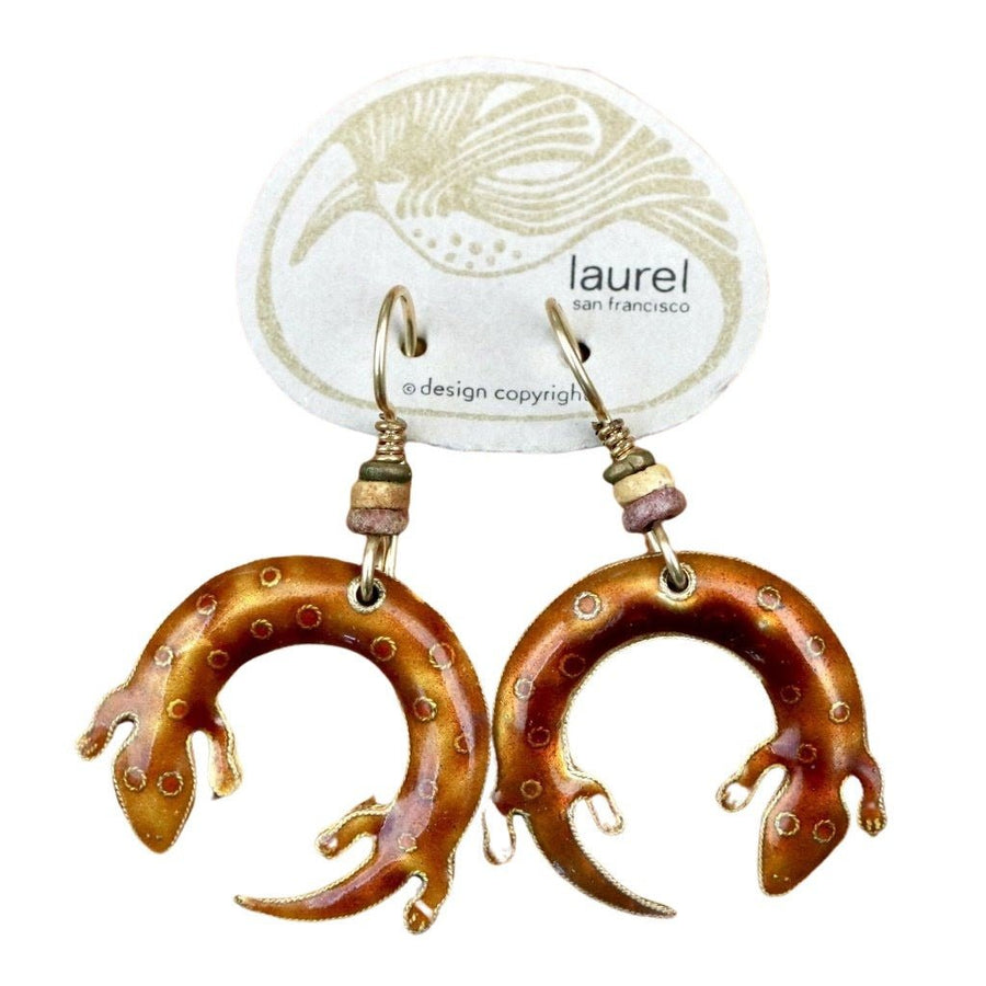 Vintage Laurel Burch Salamander Gold-Vermeil Earrings