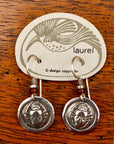 Vintage Laurel Burch Scarab Silver Plate Earrings