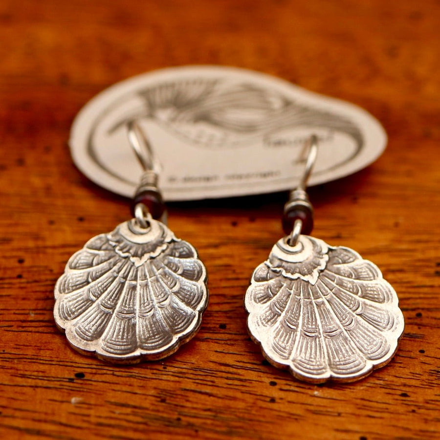 Vintage Laurel Burch Seashell Silver-Plate Earrings