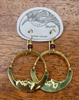 Vintage Laurel Burch Small Articulating Moon Gold-Plate Earrings