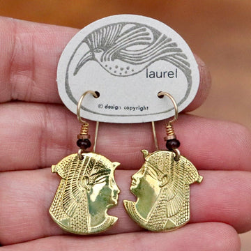 Vintage Laurel Burch Small Isis Gold-Plate Earrings